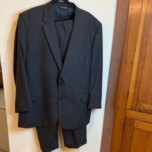 Jos. A. Bank Classic Gray Pinstripe Two Piece Suit, 50R- Tailored, Preppy